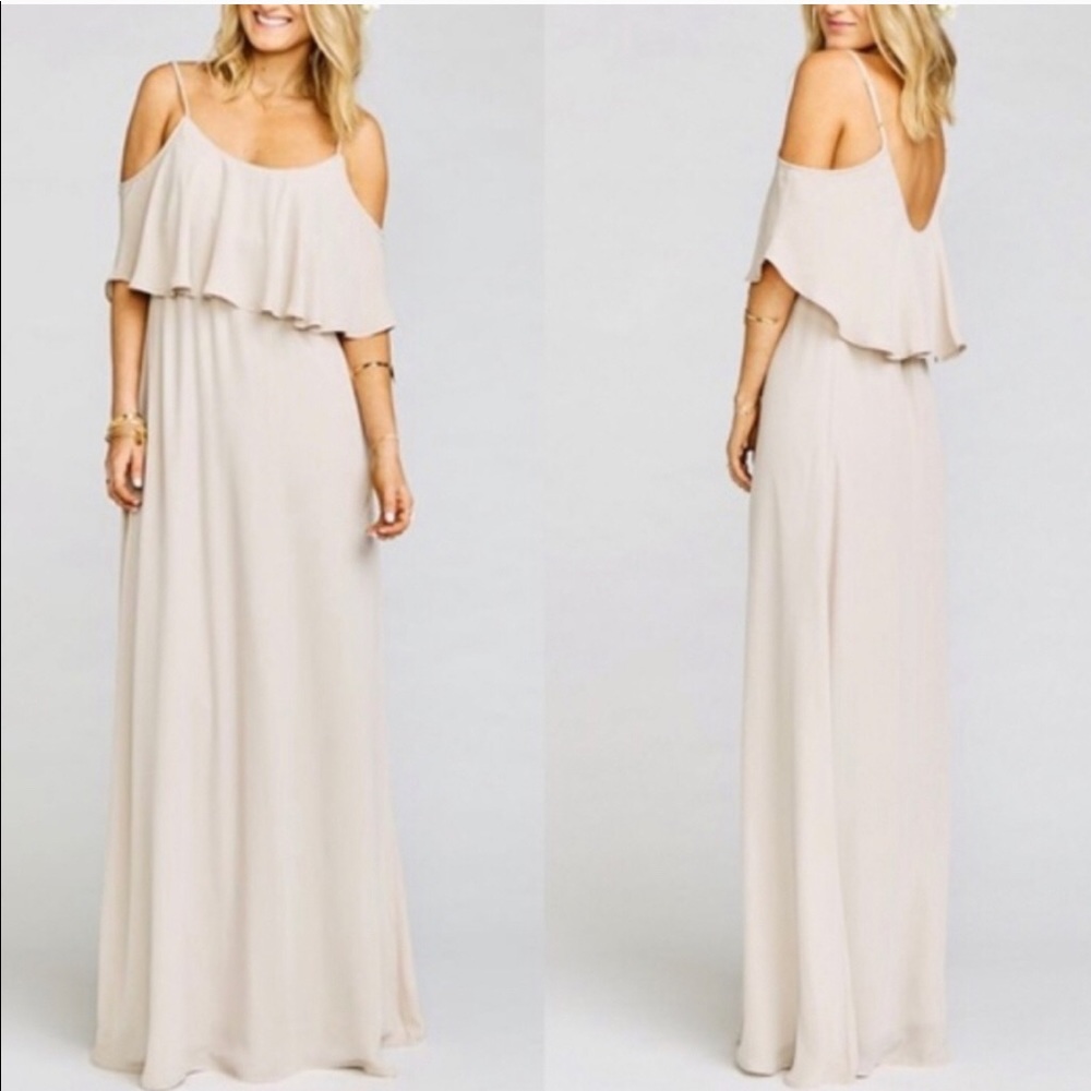 Show Me Your MuMu‎ Caitlin Ruffle Maxi Dress Show Me The Ring Crisp Blush Small
